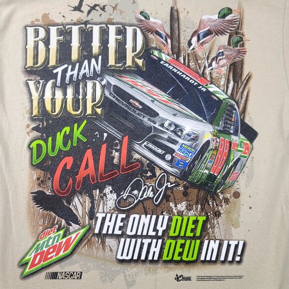 Dalecall Chase Authentics Dale Jr. Mountain Dew NASCAR Graphic Tee Beige Small - Picture 5 of 8